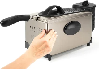 Elektrische Friteuse 2100W met 3L Inhoud, Temperatuurselectie en Geurfilter - Roestvrij Staal, Eenvoudig te Reinigen en Vaatwasmachinebestendig