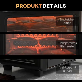 Mini-oven met convectie en heteluchtfriteuse, 13 l, 12 programma's, 1200 W