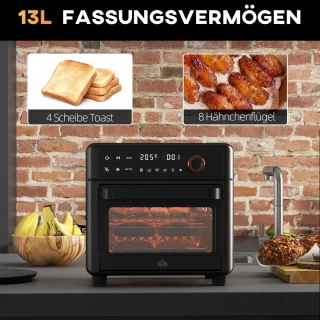 Mini-oven met convectie en heteluchtfriteuse, 13 l, 12 programma's, 1200 W