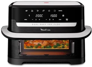 Airfryer met FlexCook scheidingswand - 9L - Voor maximaal 8 personen - 7 Kookprogramma's - Zwart