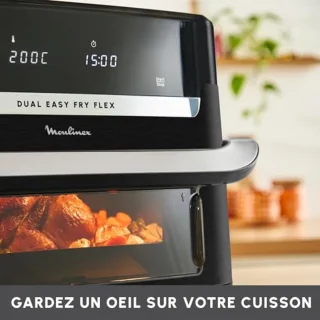 Airfryer met FlexCook scheidingswand - 9L - Voor maximaal 8 personen - 7 Kookprogramma's - Zwart