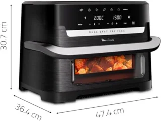 Airfryer met FlexCook scheidingswand - 9L - Voor maximaal 8 personen - 7 Kookprogramma's - Zwart