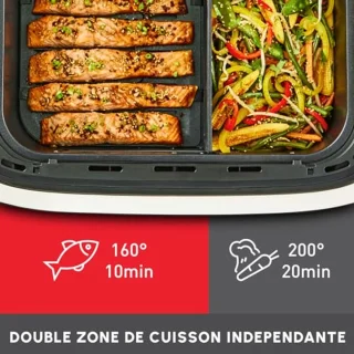Airfryer met FlexCook scheidingswand - 9L - Voor maximaal 8 personen - 7 Kookprogramma's - Zwart