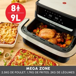 Airfryer met FlexCook scheidingswand - 9L - Voor maximaal 8 personen - 7 Kookprogramma's - Zwart