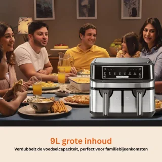 ApexArte® Dubbele Airfryer XXXL - Duo Heteluchtfriteuse - Geschikt voor Accessoires - Zwart