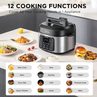 9-in-1 Multi-Cooker – 6L – 12 Kookfuncties – Drukpan – Slow Cooker – Rijstkoker – Sous Vide – Cake Maker – Gezond Keramisch Binnenpan – Snel en Veelzijdig – Voor Grote Gezinnen