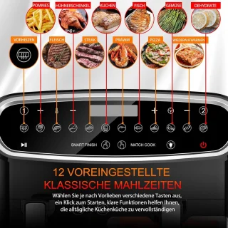 Equivera Dubbele Airfryer - Dubbele Mand - Dual Cook - Heteluchtfriteuse - Verschillende Programma's - Dual Zone - Mega