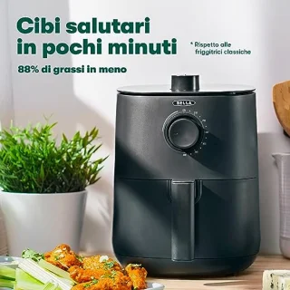 Handmatige heteluchtfriteuse - Olievrij Frituren, Afwasmachine Bestendige Antiaanbakpan en Frituurrek, Matte Zwart