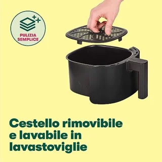 Handmatige heteluchtfriteuse - Olievrij Frituren, Afwasmachine Bestendige Antiaanbakpan en Frituurrek, Matte Zwart