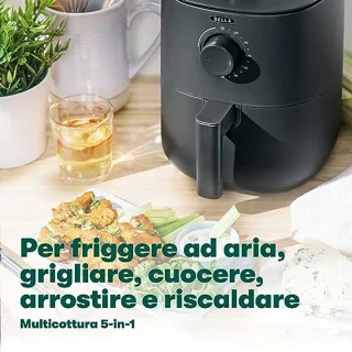 Handmatige heteluchtfriteuse - Olievrij Frituren, Afwasmachine Bestendige Antiaanbakpan en Frituurrek, Matte Zwart