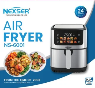 Nexser Airfryer 9L – Digitale Heteluchtfriteuse – 2000W – RVS – Touchscreen LED Display – Olievrij – Multifunctioneel – Easy Clean – Familieformaat