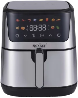 Nexser Airfryer 9L – Digitale Heteluchtfriteuse – 2000W – RVS – Touchscreen LED Display – Olievrij – Multifunctioneel – Easy Clean – Familieformaat