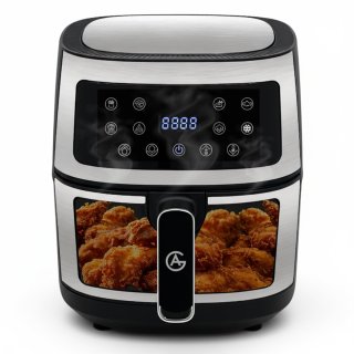De Ag5300 Airfryer XXL Premium Zilver – 5.5L Hete Luchtfriteuse – Digitaal Display – 8 Programma’s – Anti-aanbak – Vaatwasserbestendig – Extreem Stil – Gezond Koken Zonder Olie – Inclusief Receptenboek in één oogopslag