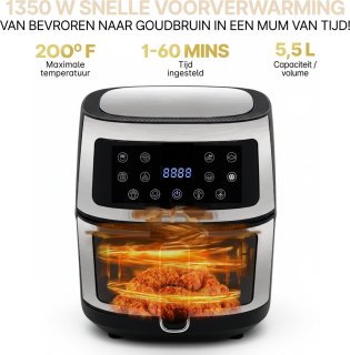 Wat vinden we goed aan de Ag5300 Airfryer XXL Premium Zilver – 5.5L Hete Luchtfriteuse – Digitaal Display – 8 Programma’s – Anti-aanbak – Vaatwasserbestendig – Extreem Stil – Gezond Koken Zonder Olie – Inclusief Receptenboek