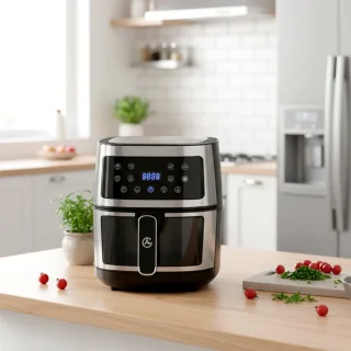 Ag5300 Airfryer XXL Premium Zilver – 5.5L Hete Luchtfriteuse – Digitaal Display – 8 Programma’s – Anti-aanbak – Vaatwasserbestendig – Extreem Stil – Gezond Koken Zonder Olie – Inclusief Receptenboek
