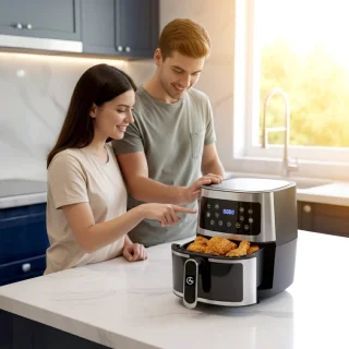 Ag5300 Airfryer XXL Premium Zilver – 5.5L Hete Luchtfriteuse – Digitaal Display – 8 Programma’s – Anti-aanbak – Vaatwasserbestendig – Extreem Stil – Gezond Koken Zonder Olie – Inclusief Receptenboek