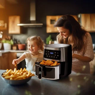 Ag5300 Airfryer XXL Premium Zilver – 5.5L Hete Luchtfriteuse – Digitaal Display – 8 Programma’s – Anti-aanbak – Vaatwasserbestendig – Extreem Stil – Gezond Koken Zonder Olie – Inclusief Receptenboek
