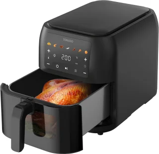Tomado TAF8002B - Grote airfryer - XXL airfryer - 8 liter - Heteluchtfriteuse - Kijkvenster - Tiptoetsbediening - 7 automatische programma's - Zwart
