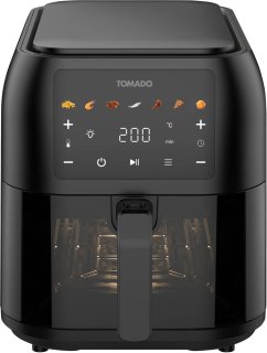 Wat vinden we goed aan de Tomado TAF8002B - Grote airfryer - XXL airfryer - 8 liter - Heteluchtfriteuse - Kijkvenster - Tiptoetsbediening - 7 automatische programma's - Zwart