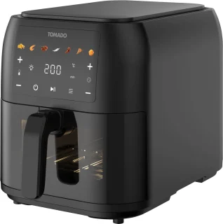 Tomado TAF8002B - Grote airfryer - XXL airfryer - 8 liter - Heteluchtfriteuse - Kijkvenster - Tiptoetsbediening - 7 automatische programma's - Zwart