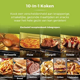 Digitale Airfryer Oven 10-in-1 met Snel Luchtcirculatie en 60-Minuten Timer, 11 L, 2000 W, Zwart