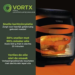 Digitale Airfryer Oven 10-in-1 met Snel Luchtcirculatie en 60-Minuten Timer, 11 L, 2000 W, Zwart