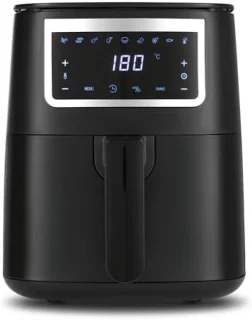 Airfryer - Heteluchtfriteuse 4 Liter met Touchscreen - Airfryer met 9 Functies en 8 Programma's - Vetarm Frituren, Bakken en Grillen - Inclusief Vaatwasserbestendige Accessoires - Geschikt voor 4 Personen