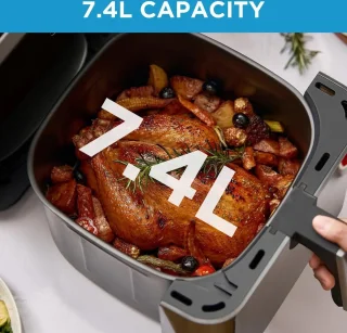 Vihes Airfryer - 7L Capaciteit - 7 Presets - 90% Minder Olie - Heteluchtfriteuse - Energiebesparend - Kijkvenster - Vaatwasbestendig