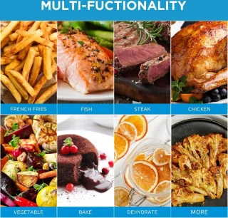 Vihes Airfryer - 7L Capaciteit - 7 Presets - 90% Minder Olie - Heteluchtfriteuse - Energiebesparend - Kijkvenster - Vaatwasbestendig