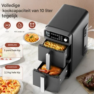 Mini oven - Grill rooster - Bakplaat - Airfryer - Voor Gezond en Snel Koken - Met 11 Programma’s - 1800W, LED-scherm, 5 Accessoires Inclusief Draaispit & Receptenboek