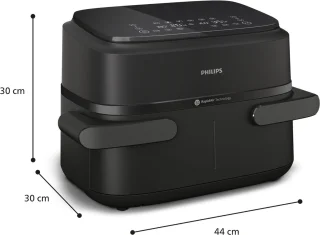 Philips Airfryer 1000-serie flexibele mand - 7,1 liter inhoud, RapidAir-technologie, 10 kookfuncties, 90% minder vet, compact ontwerp, HomeID recepten-app (NA154/00)