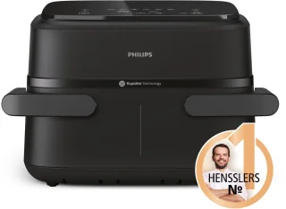 Philips Airfryer 1000-serie flexibele mand - 7,1 liter inhoud, RapidAir-technologie, 10 kookfuncties, 90% minder vet, compact ontwerp, HomeID recepten-app (NA154/00)