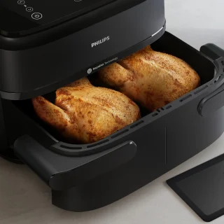 Philips Airfryer 1000-serie flexibele mand - 7,1 liter inhoud, RapidAir-technologie, 10 kookfuncties, 90% minder vet, compact ontwerp, HomeID recepten-app (NA154/00)
