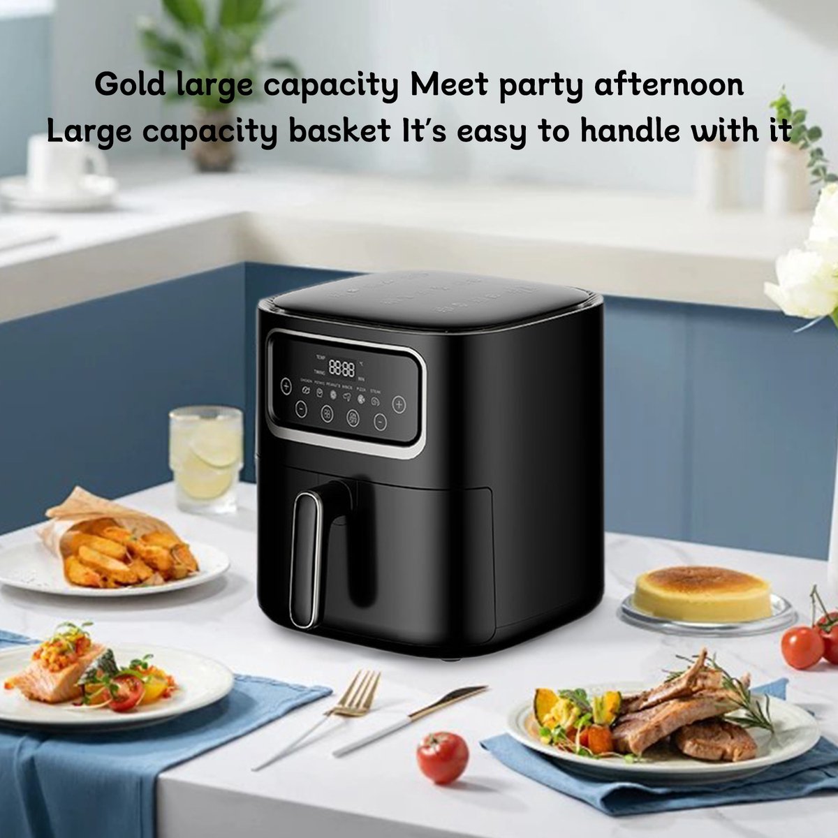 10L Air Fryer 1400W Elektrisch met Touch Control en Venster