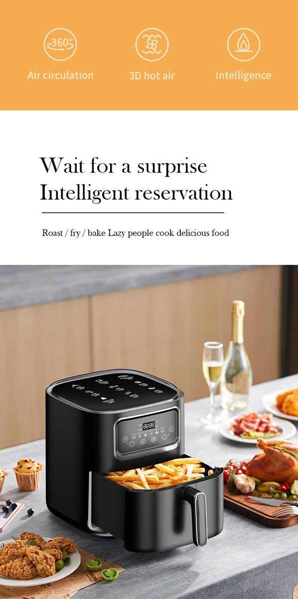10L Air Fryer 1400W Elektrisch met Touch Control en Venster