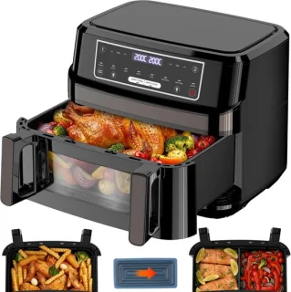 12l xxl airfryer met dubbele mand – zwart