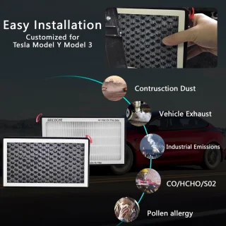2 stuks HEPA-filter met actieve kool voor Tesla