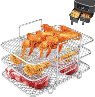 3-laags airfryer rek van roestvrij staal