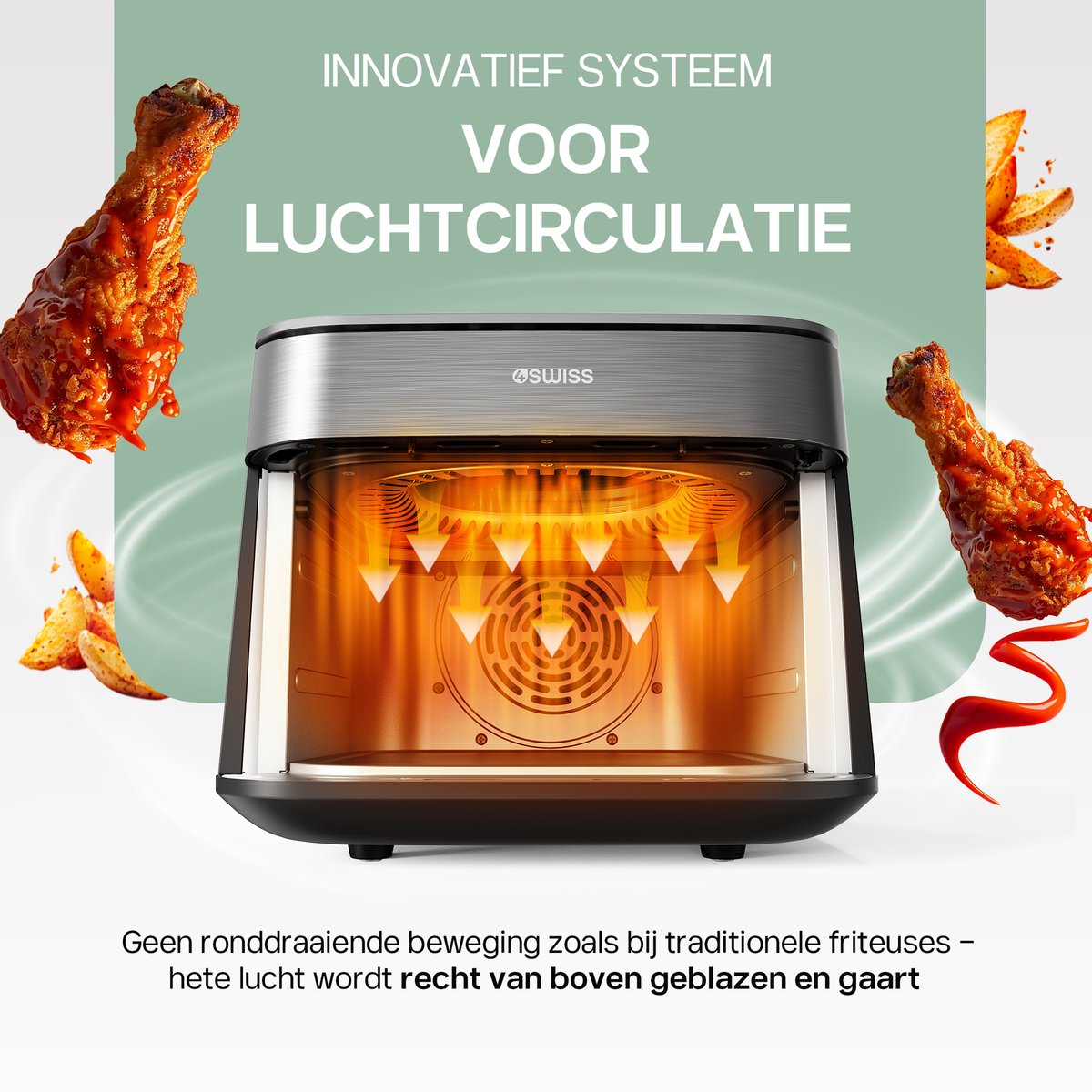 4Swiss ABB-025 SkylightView Heteluchtfriteuse 6.5L Zwart