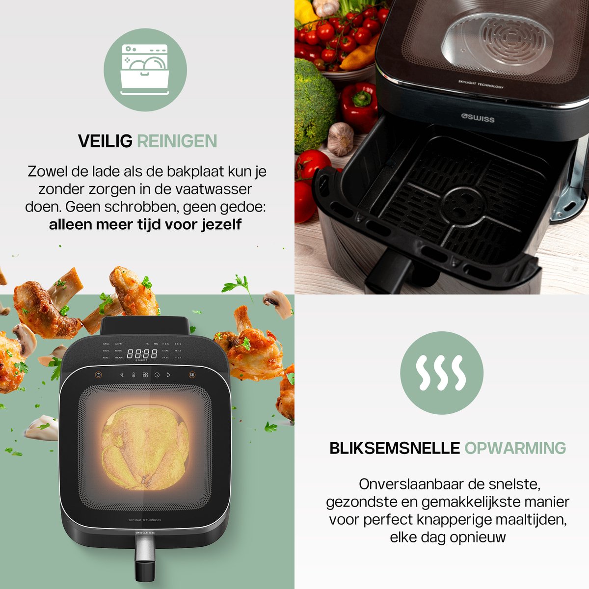 4Swiss ABB-025 SkylightView Heteluchtfriteuse 6.5L Zwart