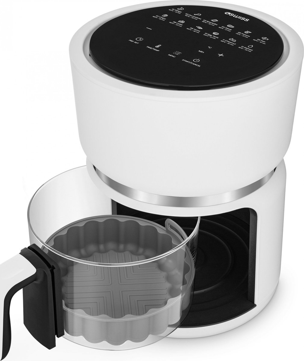 4SWISS ABB-G24 Pure Glass Heteluchtfriteuse Wit 3L 1200W