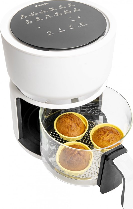 4SWISS ABB-G24 Pure Glass Heteluchtfriteuse Wit 3L 1200W