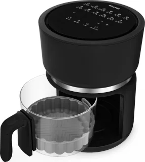 4SWISS ABB-G24 Pure Glass Heteluchtfriteuse Zwart 3L 1200W
