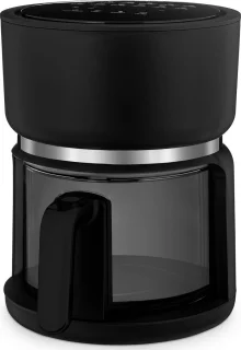 4SWISS ABB-G24 Pure Glass Heteluchtfriteuse Zwart 3L 1200W