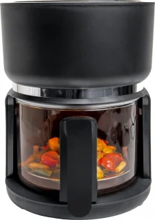4SWISS ABB-G24 Pure Glass Heteluchtfriteuse Zwart 3L 1200W