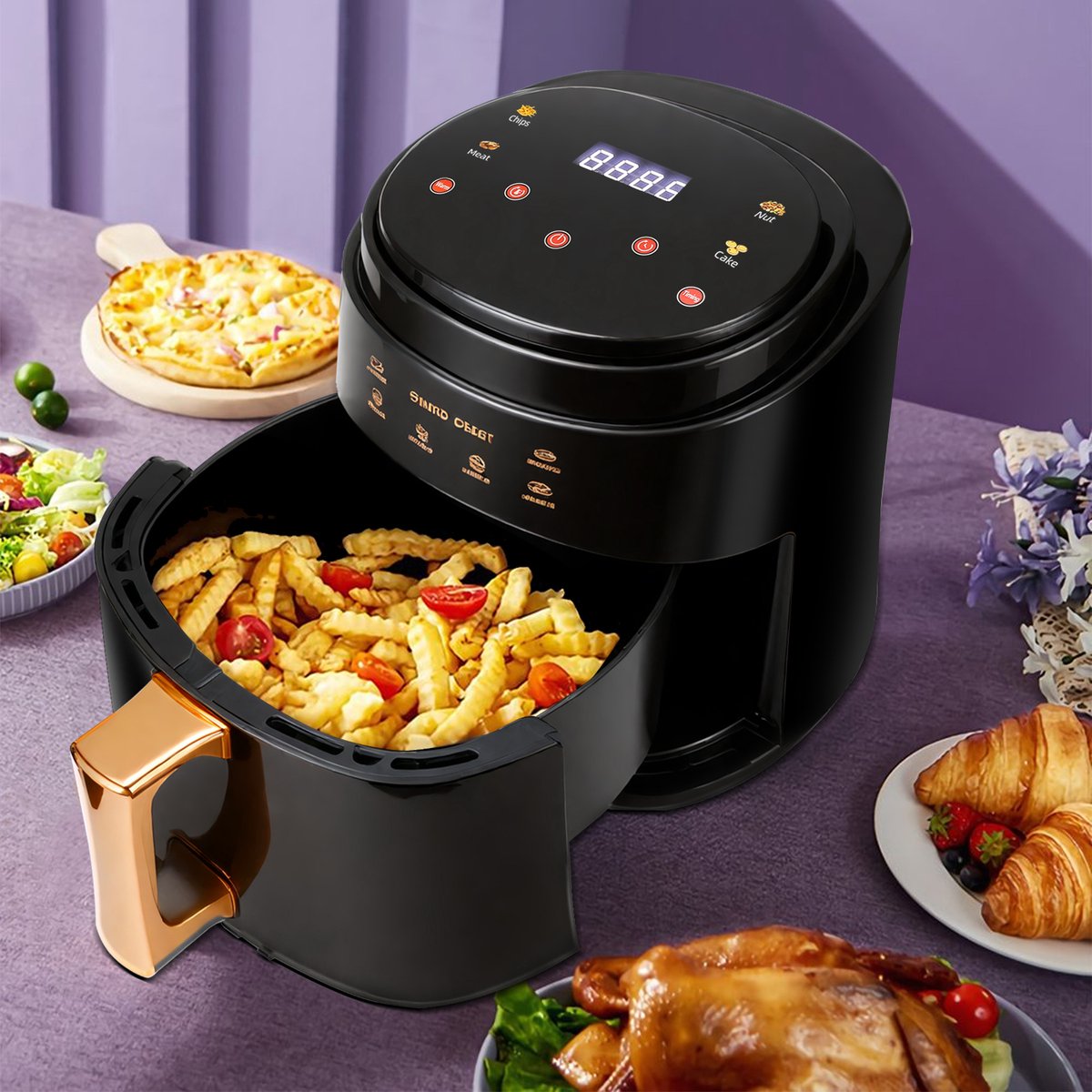 8L1400W Air Fryer Oven Touch Control Familiegrootte