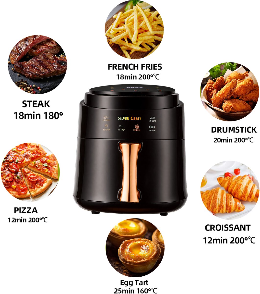 8L1400W Air Fryer Oven Touch Control Familiegrootte