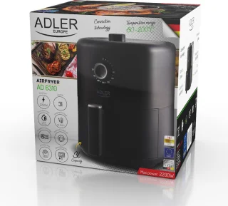 Adler AD 6310 Airfryer Zwart 3L 2200W