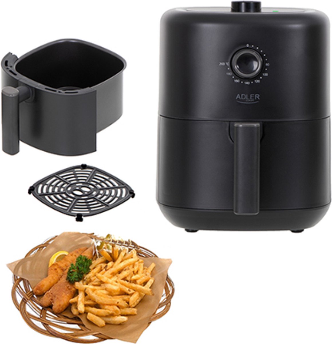 Adler AD 6310 Airfryer Zwart 3L 2200W