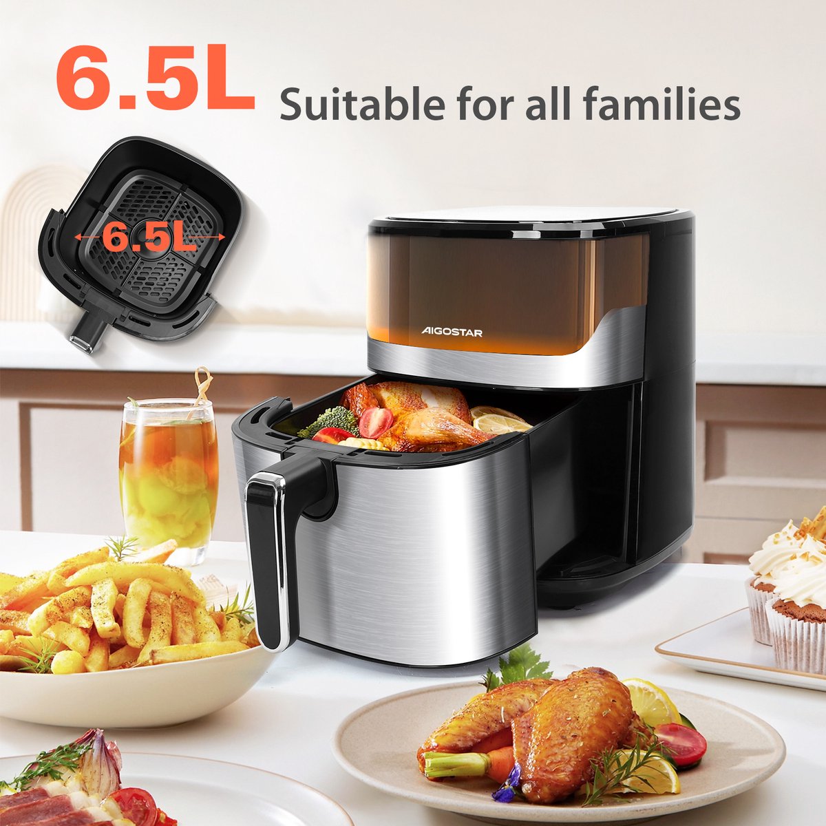 Wat vinden we goed aan de Aigostar 30AX1 Balloon 6,5L Airfryer